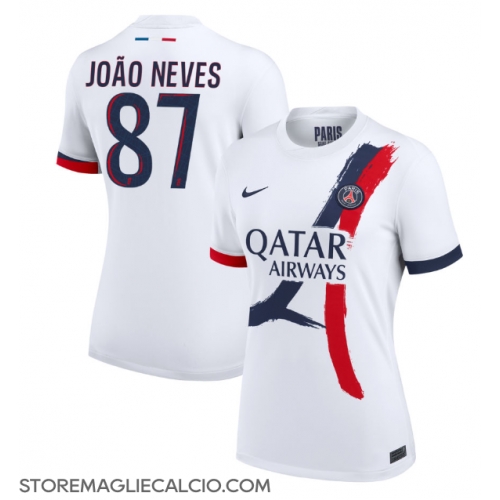 Paris Saint-Germain Joao Neves #87 Maglia Gara Trasferta Repliche 2024-25 Donna Maniche Corte Paris Saint-Germain Joao Neves #87 Maglia Gara Trasferta Repliche 2024-25 Donna Maniche Corte